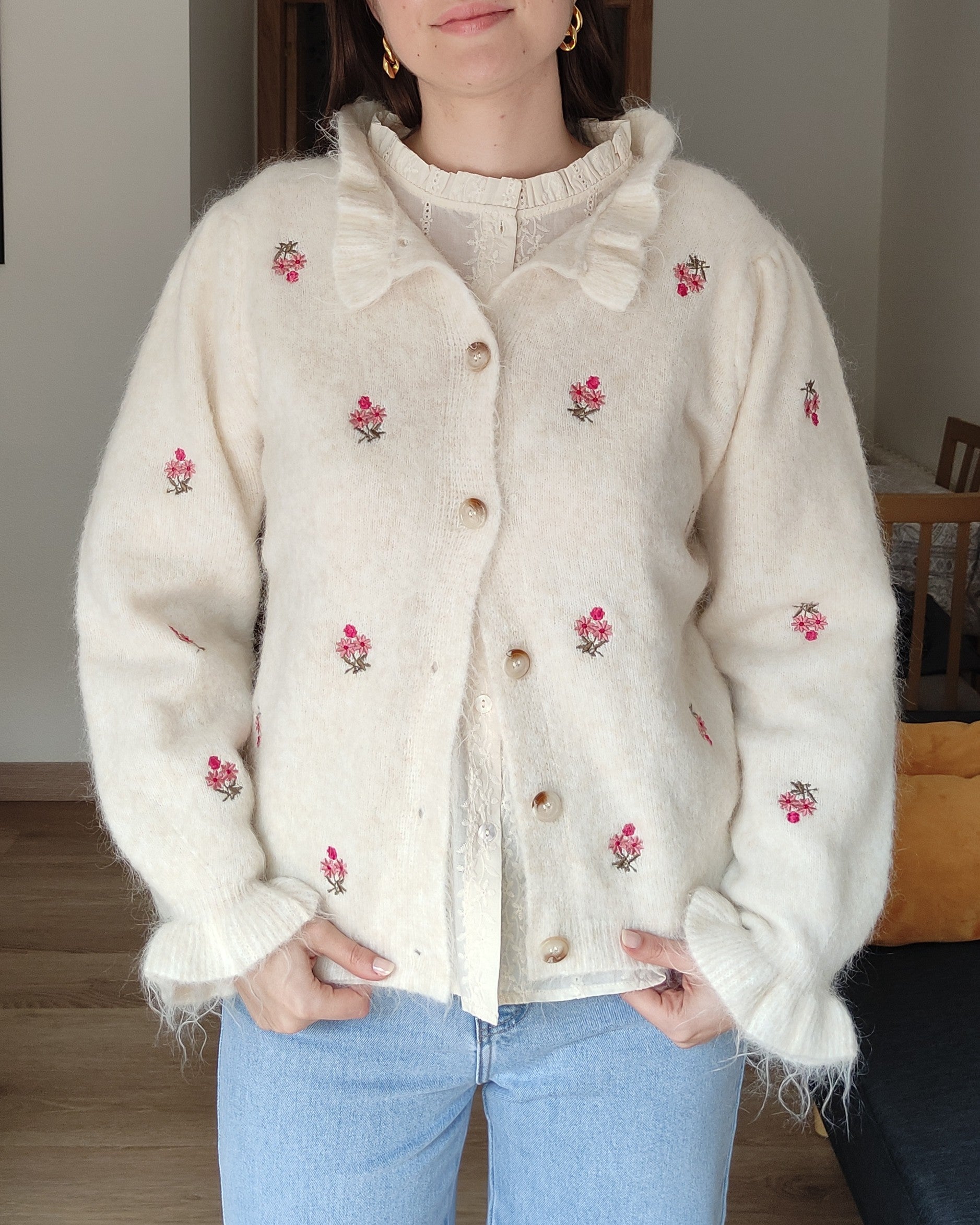 Cardigan punto bordada Ally